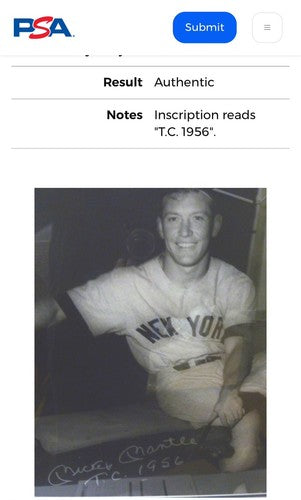 Mickey Mantle Signed Gallo Original 16x20 Framed Photo Yankees TC 1956 Auto PSA