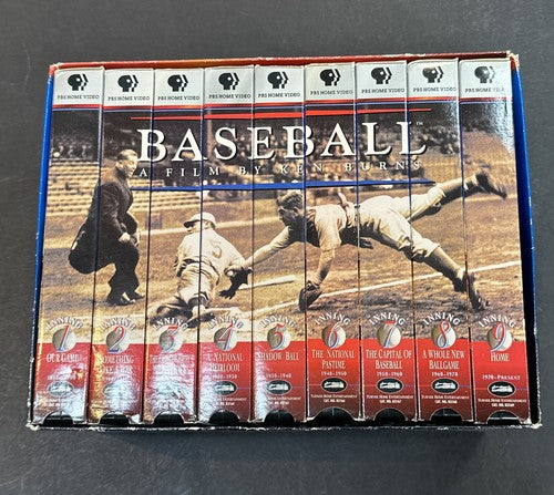 PBS Home Video Baseball A Film By Ken Burns VHS VCR Box Set of 9 Tapes