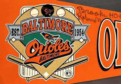 Brooks Robinson Signed Baltimore Orioles Pennant In Case HOF 83 Autograph COA