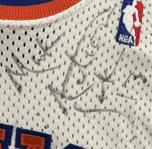 Mark Jackson Knicks Signed 1989 Game Used Pro Cut +3 MacGregor Jersey Auto Coa