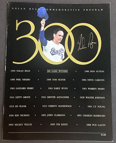 Nolan Ryan Signed 300 Win Full Commemorative Program Rangers Autograph CBM COA