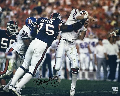 George Martin Ny Giants Signed 16x20 Photo Framed Super Bowl Sack Elway Fanatics