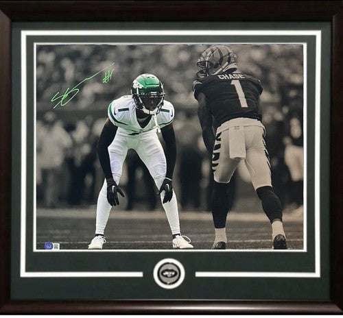 Sauce Gardner NY Jets Signed 16x20 Ja’Marr  Chase Photo Framed Rookie Auto BAS