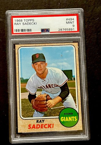 1968 Topps  #494Ray Sadecki  PSA 9 MINT Looks Gem Stunning