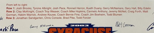 Syracuse Orange 2003 National Champions 11x16 Team Photo Sign Facsimile Auto