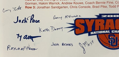 Syracuse Orange 2003 National Champions 11x16 Team Photo Sign Facsimile Auto