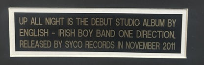 One Direction Band Signed Up All Night CD Framed Harry Styles Liam Payne Steiner