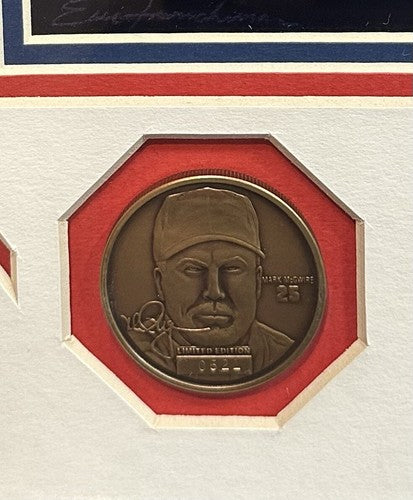 Mark McGwire Cardinals Framed Highland Mint Chrome Litho Coin LE Facsimile Auto