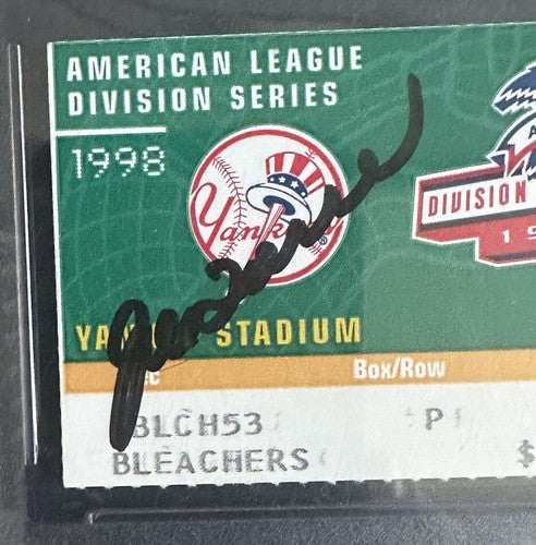 1998 ALDS Ticket Stub Game 1 Yankees Joe Torre Mint Auto Mariano Rivera Save PSA