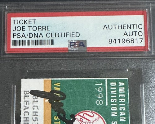 1998 ALDS Ticket Stub Game 1 Yankees Joe Torre Mint Auto Mariano Rivera Save PSA