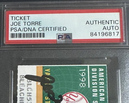1998 ALDS Ticket Stub Game 1 Yankees Joe Torre Mint Auto Mariano Rivera Save PSA