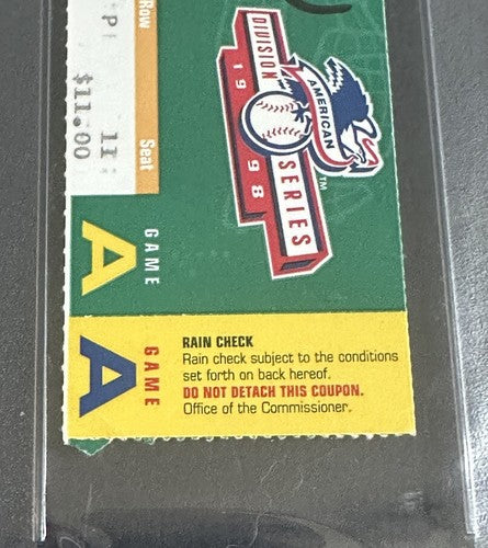 1998 ALDS Ticket Stub Game 1 Yankees Joe Torre Mint Auto Mariano Rivera Save PSA