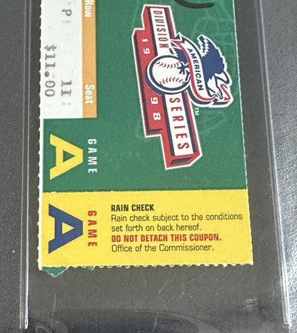 1998 ALDS Ticket Stub Game 1 Yankees Joe Torre Mint Auto Mariano Rivera Save PSA