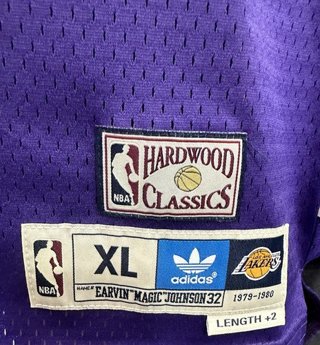 Magic Johnson Lakers Purple Adidas Hardwood Classics Rookie 1979 Jersey #32 XL