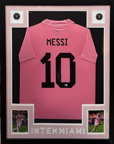 Lionel Messi Signed Inter Miami Adidas Soccer Jersey Framed Autograph BAS LOA