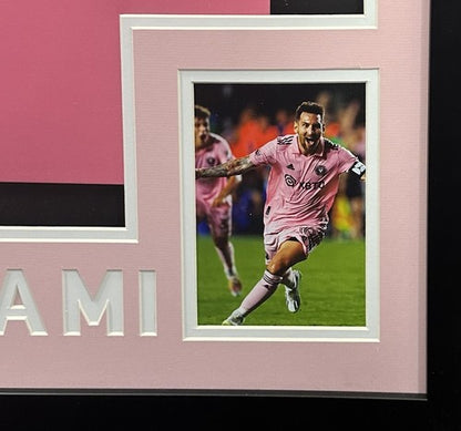 Lionel Messi Signed Inter Miami Adidas Soccer Jersey Framed Autograph BAS LOA