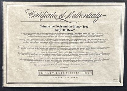 1997 Winnie the Pooh and the Honey Tree Silly Old Bear Framed Sericel Disney COA