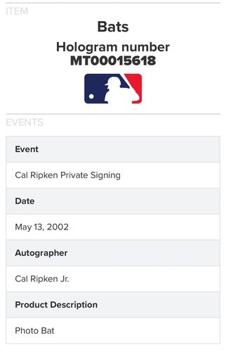 Cal Ripken Jr Signed MLB Retirement Photo Bat /21 Orioles Autograph MLB Steiner