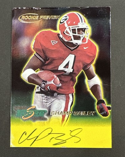Champ Bailey 1999 Score Rookie Preview Autographs On Card Auto Hof Has Some Wear