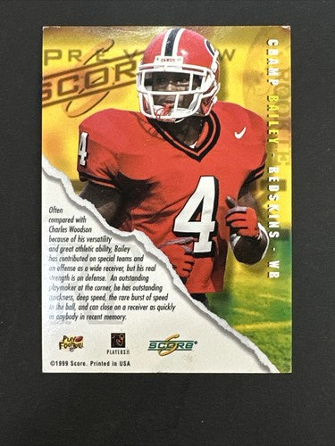Champ Bailey 1999 Score Rookie Preview Autographs On Card Auto Hof Has Some Wear