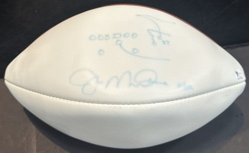 Joe Montana Signed Football 49ers SB The Catch Hand Drawn Play Auto HOLO Coa LE