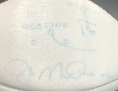 Joe Montana Signed Football 49ers SB The Catch Hand Drawn Play Auto HOLO Coa LE