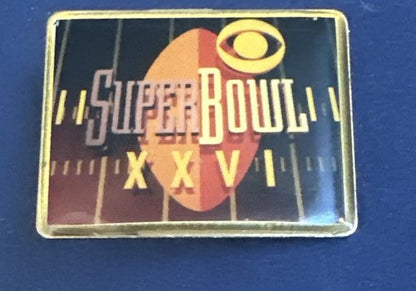 1992 Super Bowl XXVI 26 CBS Media Pin Buffalo Bill's VS Washington Redskins