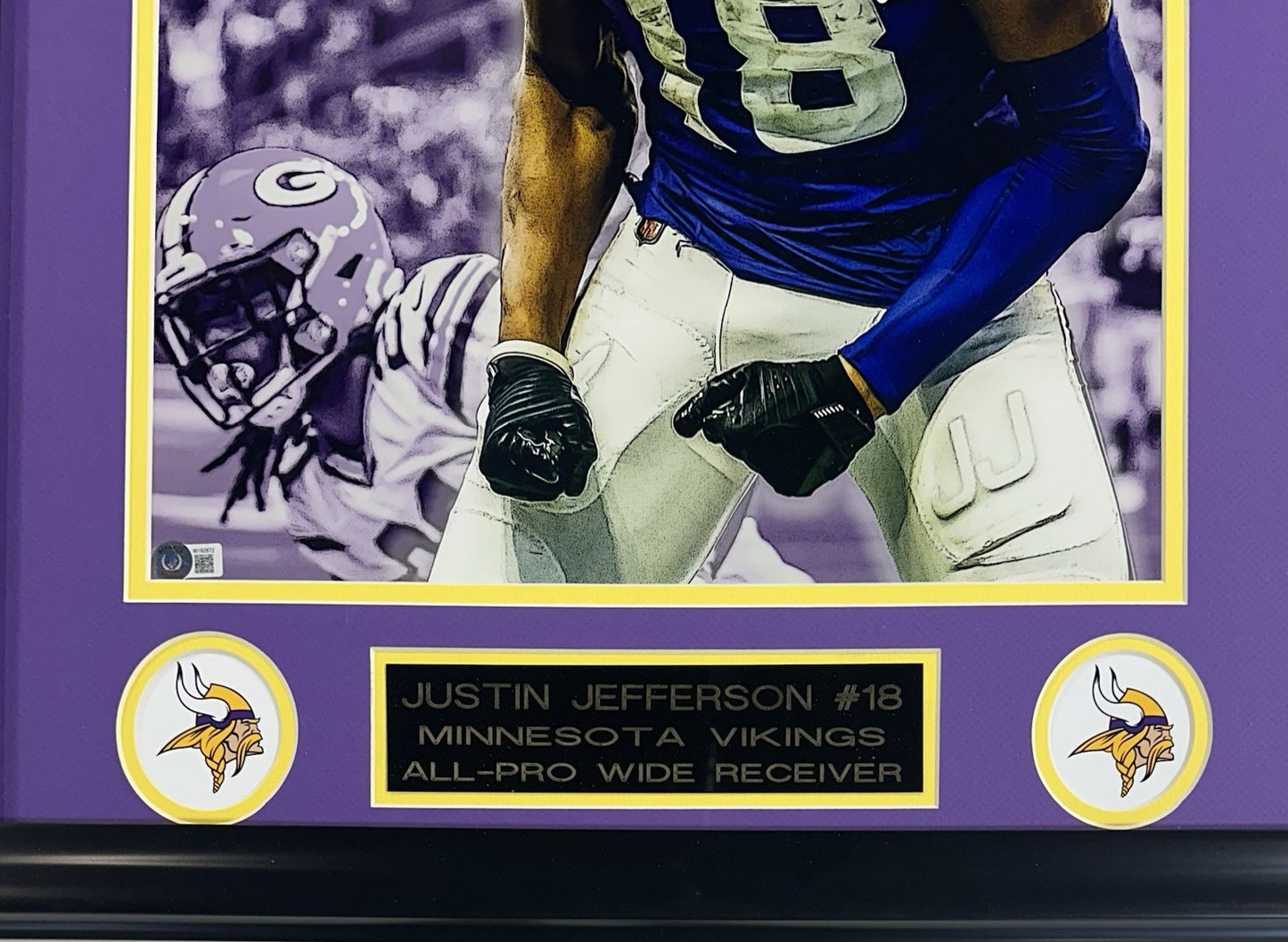 Justin Jefferson Signed 16x20 Framed Photo Scream Vikings Autograph BAS COA