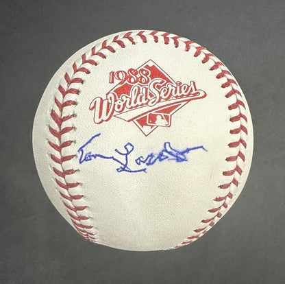 Tom Tommy Lasorda Dodgers HOF MGR signed 1988 World series baseball auto JSA