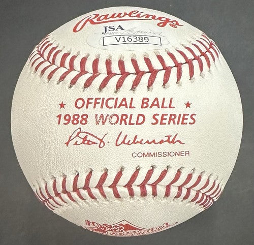 Tom Tommy Lasorda Dodgers HOF MGR signed 1988 World series baseball auto JSA
