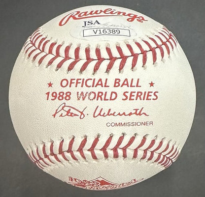 Tom Tommy Lasorda Dodgers HOF MGR signed 1988 World series baseball auto JSA