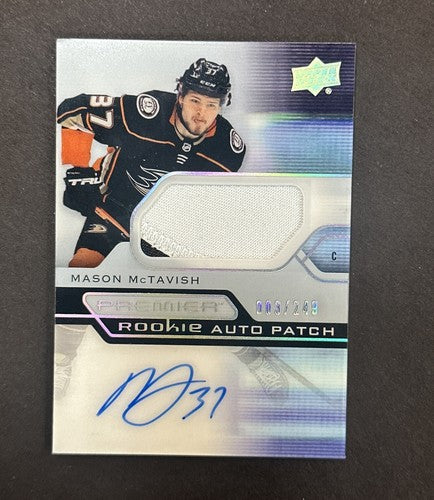 2021-22 Upper Deck Premier Mason McTavish Acetate Rookie Patch Auto /249 Mint