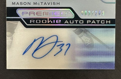 2021-22 Upper Deck Premier Mason McTavish Acetate Rookie Patch Auto /249 Mint