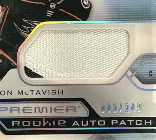 2021-22 Upper Deck Premier Mason McTavish Acetate Rookie Patch Auto /249 Mint