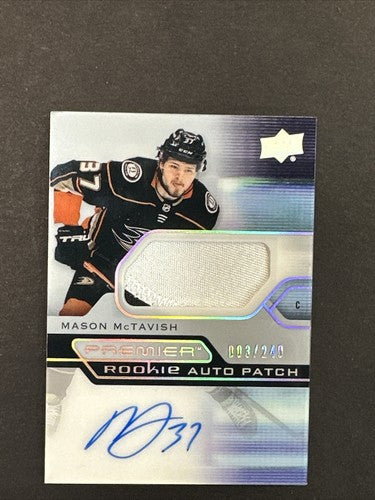 2021-22 Upper Deck Premier Mason McTavish Acetate Rookie Patch Auto /249 Mint