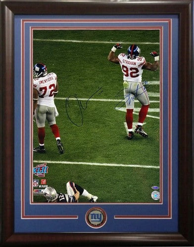Michael Strahan Osi Umenyiora Signed 16x20 Framed Photo SB Giants Auto Steiner