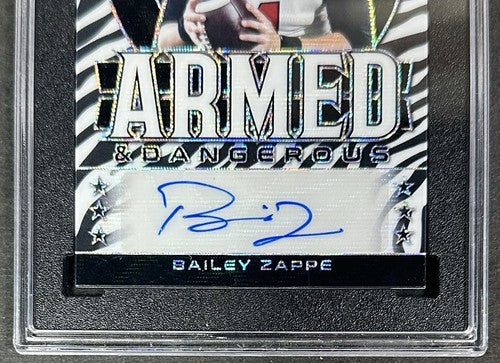 2022 Leaf Metal Draft Bailey Zappe Armed Dangerous Auto Zebra 5/5 SGC 9.5/10 RC
