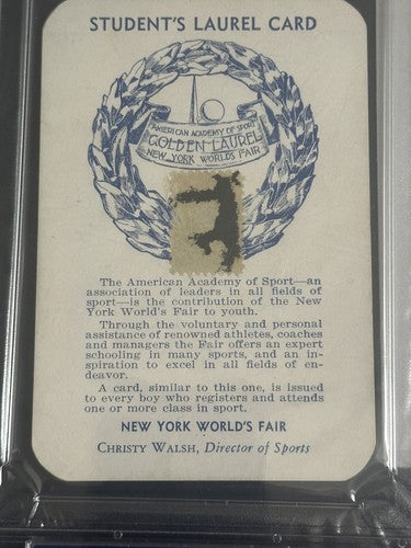 Dolph Camilli SIGNED 1939 World’s Fair Laurel Card Brooklyn Dodgers Mvp Auto Psa