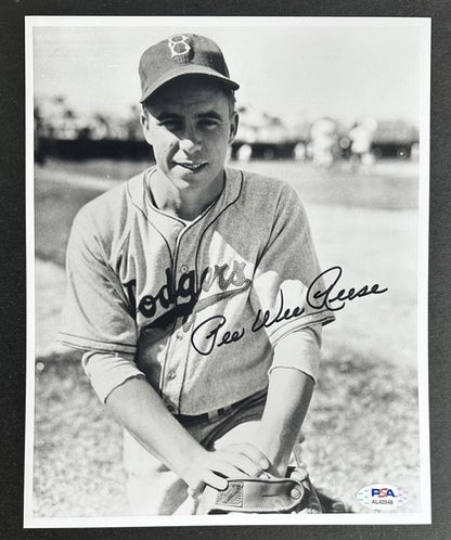 Pee Wee Reese Signed 8x10 Hof Library Photo Mint Auto Brooklyn Dodgers PSA COA