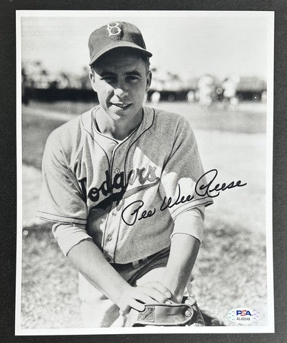 Pee Wee Reese Signed 8x10 Hof Library Photo Mint Auto Brooklyn Dodgers PSA COA