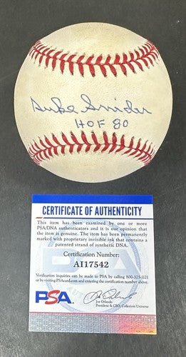 Duke Snider Signed Official NL Baseball Dodgers HOF 80 Mint Autograph PSA COA