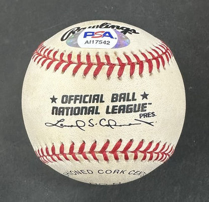 Duke Snider Signed Official NL Baseball Dodgers HOF 80 Mint Autograph PSA COA