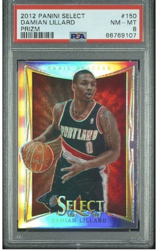 Damian Lillard 2012 Panini Select Silver Prizm Rookie #150 PSA 8 Mint Rc Bucks