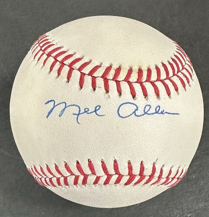 Mel Allen Signed Official AL Bobby Baseball Yankees Hof Announcer Mint Auto Jsa