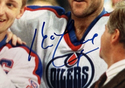 Wayne Gretzky Messier Lowe Signed 16x20 Framed Photo Oilers Stanley Cup Auto WGA