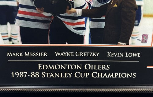 Wayne Gretzky Messier Lowe Signed 16x20 Framed Photo Oilers Stanley Cup Auto WGA