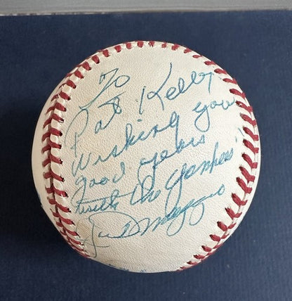 Joe Dimaggio Signed Official  Baseball To Pat Kelly Yankees Player 1/1 Auto Psa