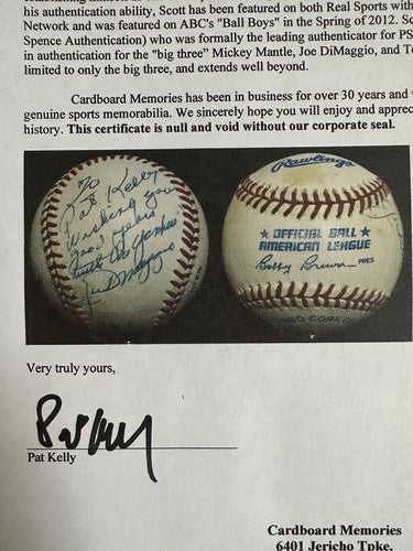 Joe Dimaggio Signed Official  Baseball To Pat Kelly Yankees Player 1/1 Auto Psa