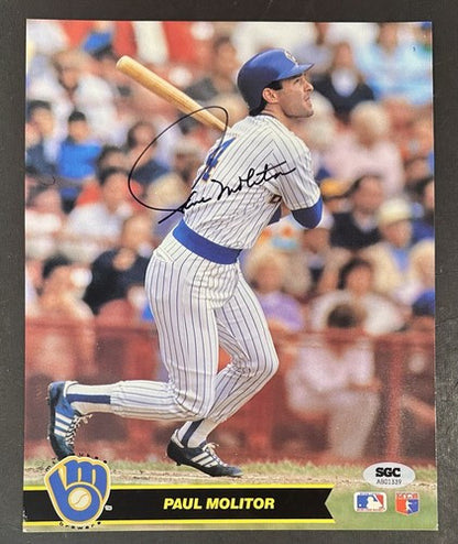 Paul Molitor Signed 8x10 Photo Milwaukee Brewers Mint Autograph SGC COA HOF MLB