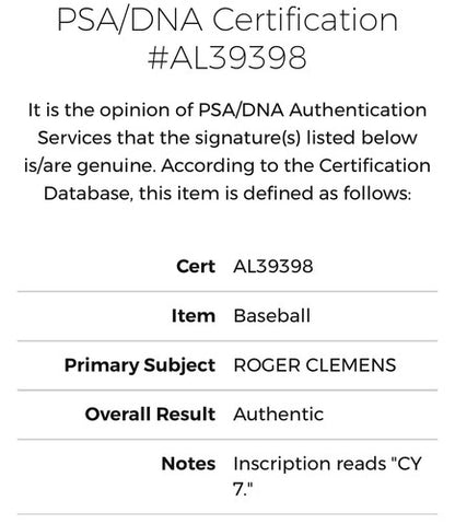 Roger Clemens Signed Official MLB Baseball Yankees Red Sox Cy 7 Auto PSA Coa